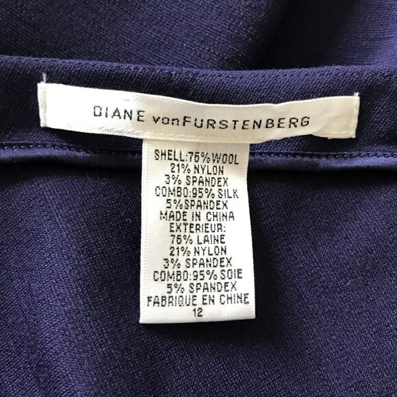 Diane von Furstenberg purple wool blend ponte dress, Size 12 - Picture 3 of 10